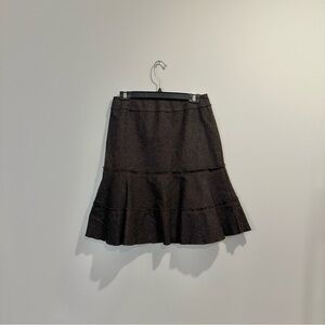 Tribal | vintage women's 4 29'' brown midi tweed wool skirt with ruffles